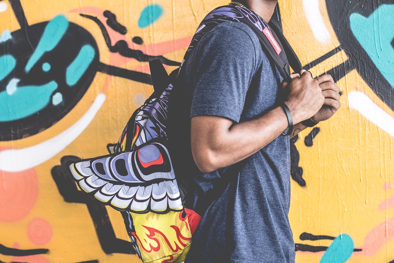 guy, student, people, backpack, art, mural, urban, student, student, student, student, student, backpack